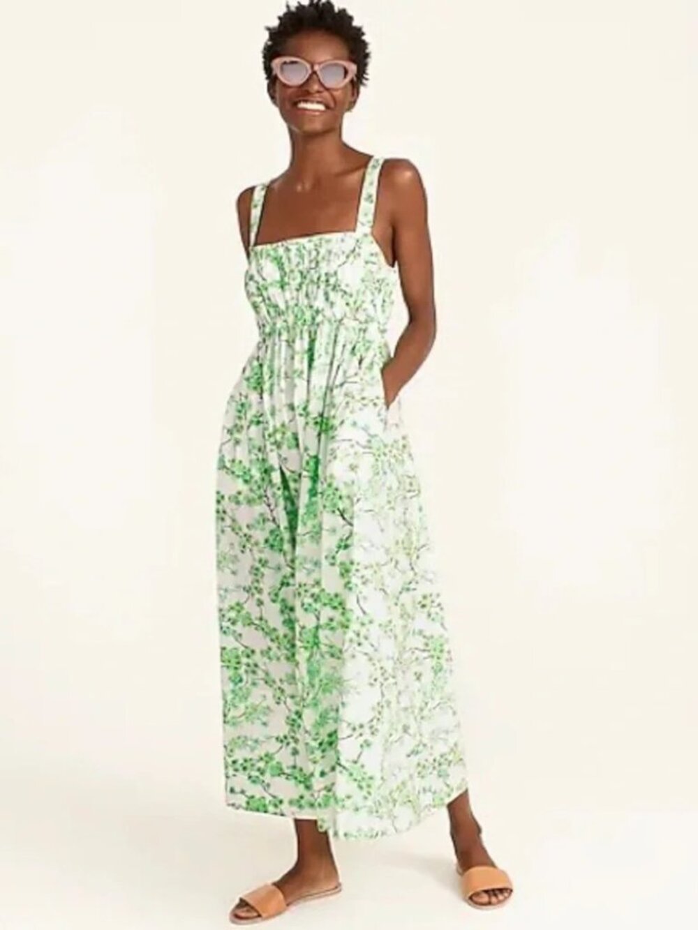 NWT J Crew gathered tank midi dress with pockets, size 8